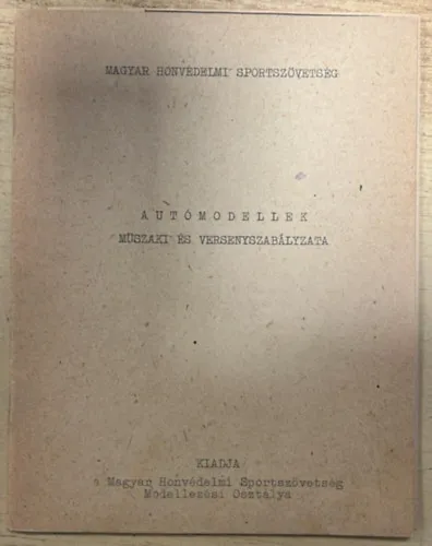Végkiárusítás Autómodellek műszaki és versenyszabályzata