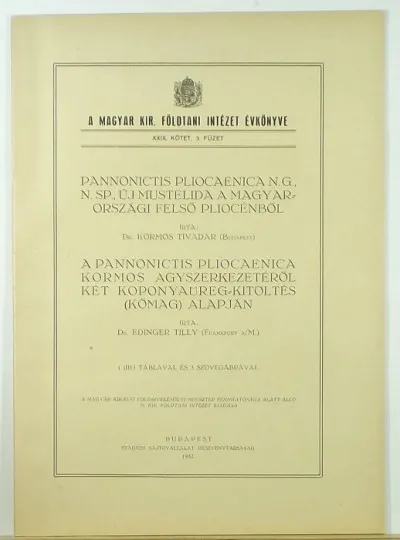 Szezonális akció Pannonictis pliocaenica n.g., n.sp., új mustelida a magyarországi felső pliocénből - A Magyar Kir. Földtani Intézet Évkönyve XXIX. kötet, 3. füzet