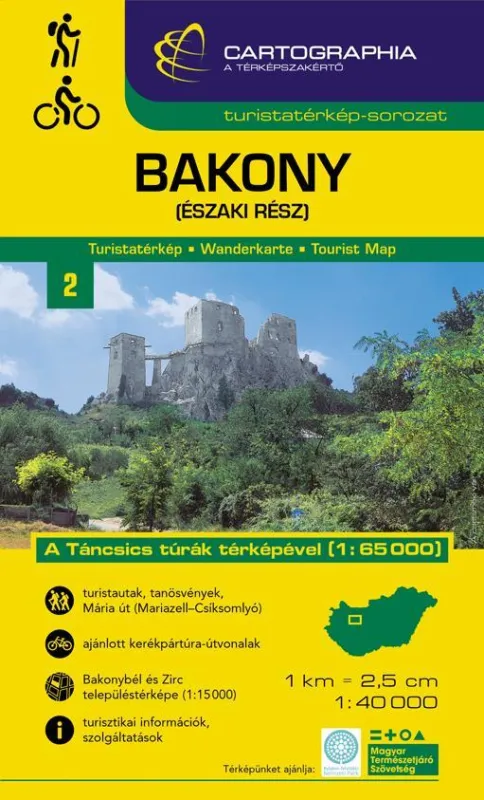 Azonnal elérhető BAKONY (ÉSZAKI RÉSZ) TURISTATÉRKÉP - "SC" -