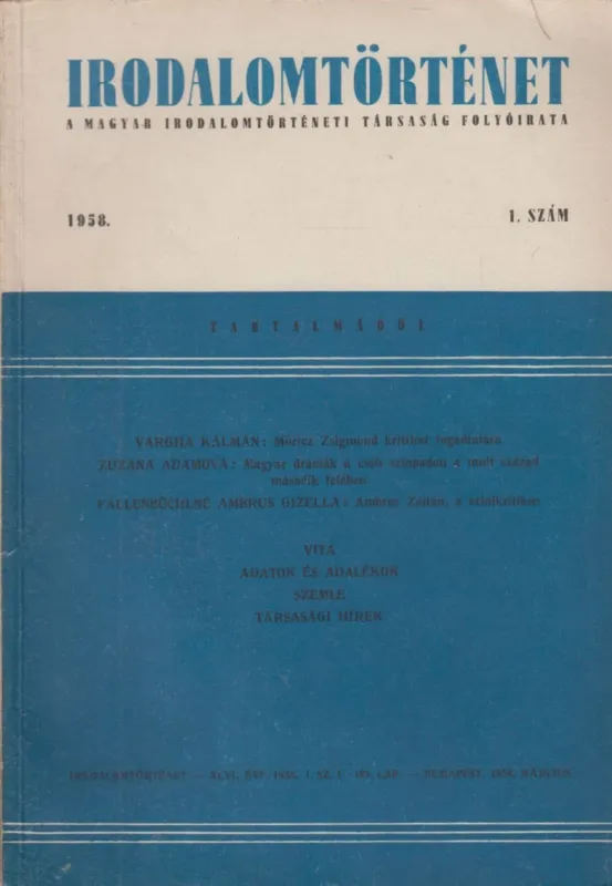 Prémium Irodalomtörténet 1958 XLVI. évf. 1. szám