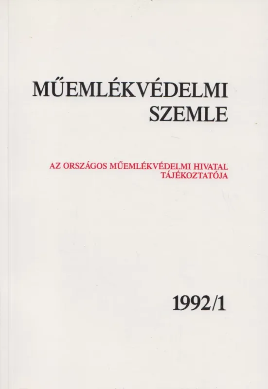 Vásárlói kedvenc Műemlékvédelmi szemle 1992/1