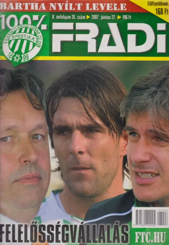 Gyors kiszállítás 100% Fradi V. évf. 26. szám