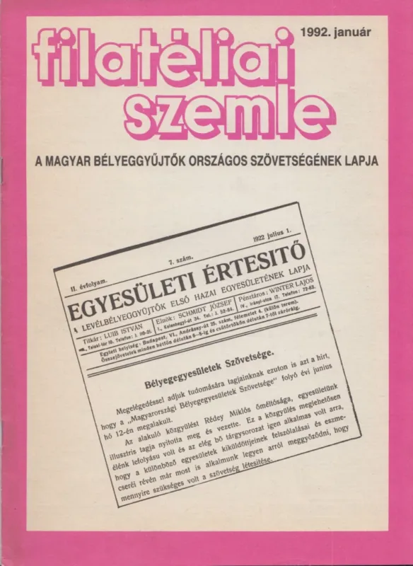 Filatéliai szemle 1992. január Vedd meg most