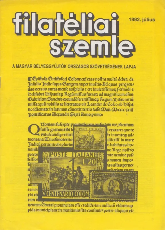 Outlet Filatéliai szemle 1992. július