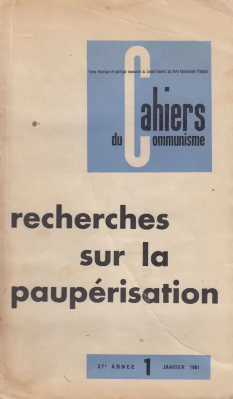Cahiers du Communisme Janvier 1961 Legjobb ár